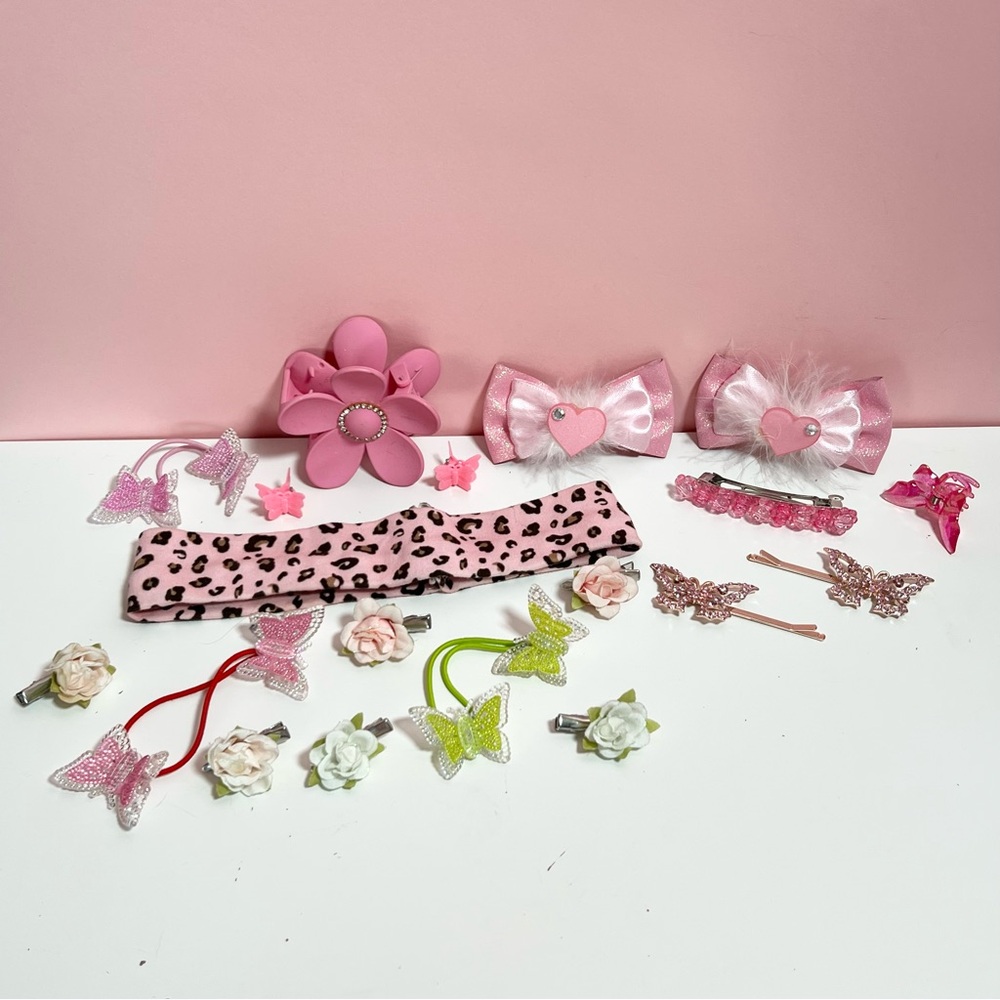 Y2K 2000s mcbling 90s mixed bundle of girly pink hair accessories
